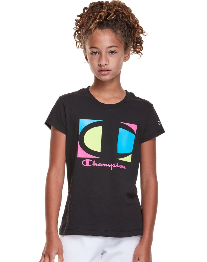 Camiseta Champion Niña - Classic Graphic Colorblock Logo ( Negras ) 3657829-SG